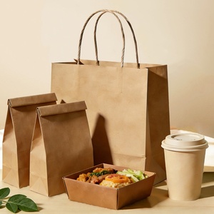 Sac en papier alimentaire enduit écologique à fond carré avec logo personnalisé pour chips, sac d'emballage en papier pour cadeaux de club de golf - Product Image 3