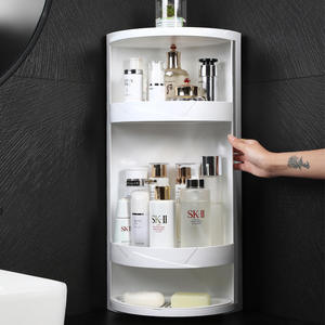 Estante de almacenamiento de plástico impermeable para baño, estante de almacenamiento giratorio de esquina, estante multicapa para el hogar - Product Image 1