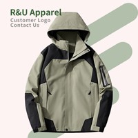 Veste Softshell Personnalisée en Gros de Haute Qualité, en Polyester, Color Block, Style Urbain, à Capuche, Épaisse et Respirante pour l'Extérieur