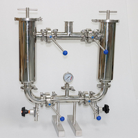 Filtre double en acier inoxydable sanitaire DN50 de qualité alimentaire pour conduite de tuyauterie avec vanne de décharge
