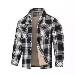 2024 Style à la mode européen américain hommes <span class=keywords><strong>Plaid</strong></span> épaissi chemise veste à manches longues col rabattu nouveau pour <span class=keywords><strong>Amazon</strong></span> AliExpress - Product Image 4