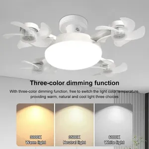 Ventilador de techo premium <span class=keywords><strong>con</strong></span> luz, casquillo E26/E27, <span class=keywords><strong>con</strong></span> 4 cabezales, múltiples bombillas, <span class=keywords><strong>control</strong></span> <span class=keywords><strong>remoto</strong></span>, para decoración moderna de dormitorio o despensa. - Product Image 5