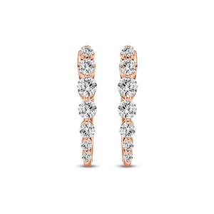 Boucles d'oreilles créoles en diamant de laboratoire taille ronde pour femme, couleur VVS VS EF, en argent sterling 925, or 10KT 14KT 18KT, bague de fiançailles - Product Image 1