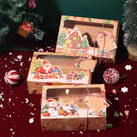 Boîte à biscuits en papier kraft DAMAI pour Noël, carrée, 22x15x7cm, avec fenêtre en PVC, emballage cadeau écologique pour les bonbons au gingembre