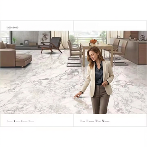 Losas de porcelana Calacatta sinterizada con efecto de madera a juego, de 1200x2400 mm, para pisos de villas y hoteles de lujo. - Product Image 2