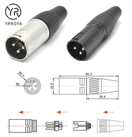Connecteur audio femelle XLR à 3 broches Fiche canon PVC pour haut-parleurs Lecteurs DVD Microphone mâle compatible stéréo Prise XLR à 3 broches