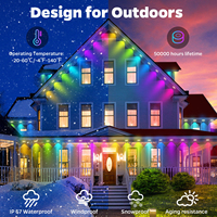 Luces Inteligentes RGBIC para Aleros, 50 Pies, IP67 Impermeables, WiFi, Control por Voz con App Tuya, Direccionables, DC24V, Decoración para Árbol de Navidad y Halloween