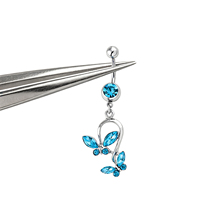 Bijoux de piercing pour le ventre en acier inoxydable plaqué or avec pierre en zircon, tendance pour les occasions festives