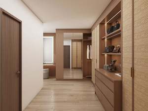 Armoire en bois classique en bois grainé intégrée, placard en rotin, armoire de luxe sur mesure, ensemble de meubles de chambre à coucher, dressing - Product Image 3