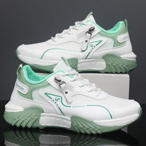 Nuove scarpe da uomo, design bicolore semplice con cerniera laterale, scarpe sportive casual, scarpe da uomo traspiranti a mezza altezza alla moda. - Product Image 6