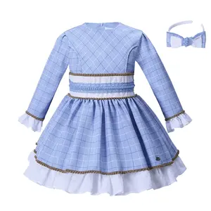 Oem Pettigirl Guangzhou Blauw Kids Fancy Dress Jurken Voor Meisje Gratis Verzending