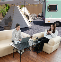 Canapé de camping gonflable double, en tissu double couche, avec chaise pliante intégrée et tabouret gonflable portable pour le voyage