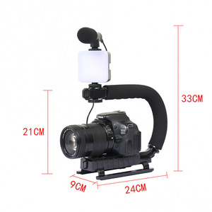 Soporte estabilizador para teléfono móvil Bediro en forma de U con luz de relleno y micrófono para grabación de video AY-49U - Product Image 2