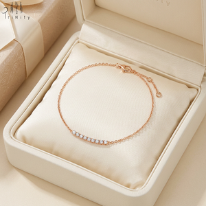 Latest Products Daily Wearing Handmade Link Chain Bracelet Jewelry 18K <b>Solid</b> Rose <b>Gold</b> Shiny Real Natural Diamonds Bracelet - Product Image 3