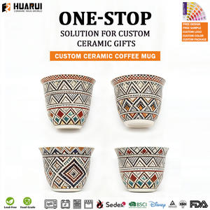 Benutzer definierte Plaid Muster Porzellan Tee Kawa Tasse personal isierte nah östliche Stil kleine Keramik arabische Cawa Tassen Set mit Geschenk box - Product Image 3