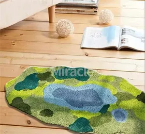 Plant Irregular Carpets Garden Leaf Fluffy Tufting Carpets and Rugs Modern Design Custom 3D Tufted Aesthetic Handmade Green Rug