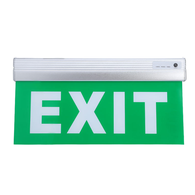 LED Emergency Exit Sign Aluminium+Glass IP20 Rated Rechargeable Hanging Mounted Staircase Use 3 Hours Emergency Lighting Factory