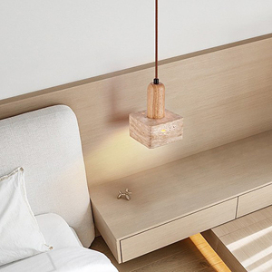 Luminaire suspendu artistique en travertin, éclairage moderne de chevet, luminaire de plafond en pierre, design de lustre, décoration de chambre, luminaire d'hôtel - Product Image 3