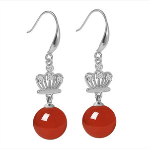 Sterling <b>Silver</b> Plated <b>Crown</b> Drop Earrings Green Chalcedony Women's Everyday Wear - Product Image 3