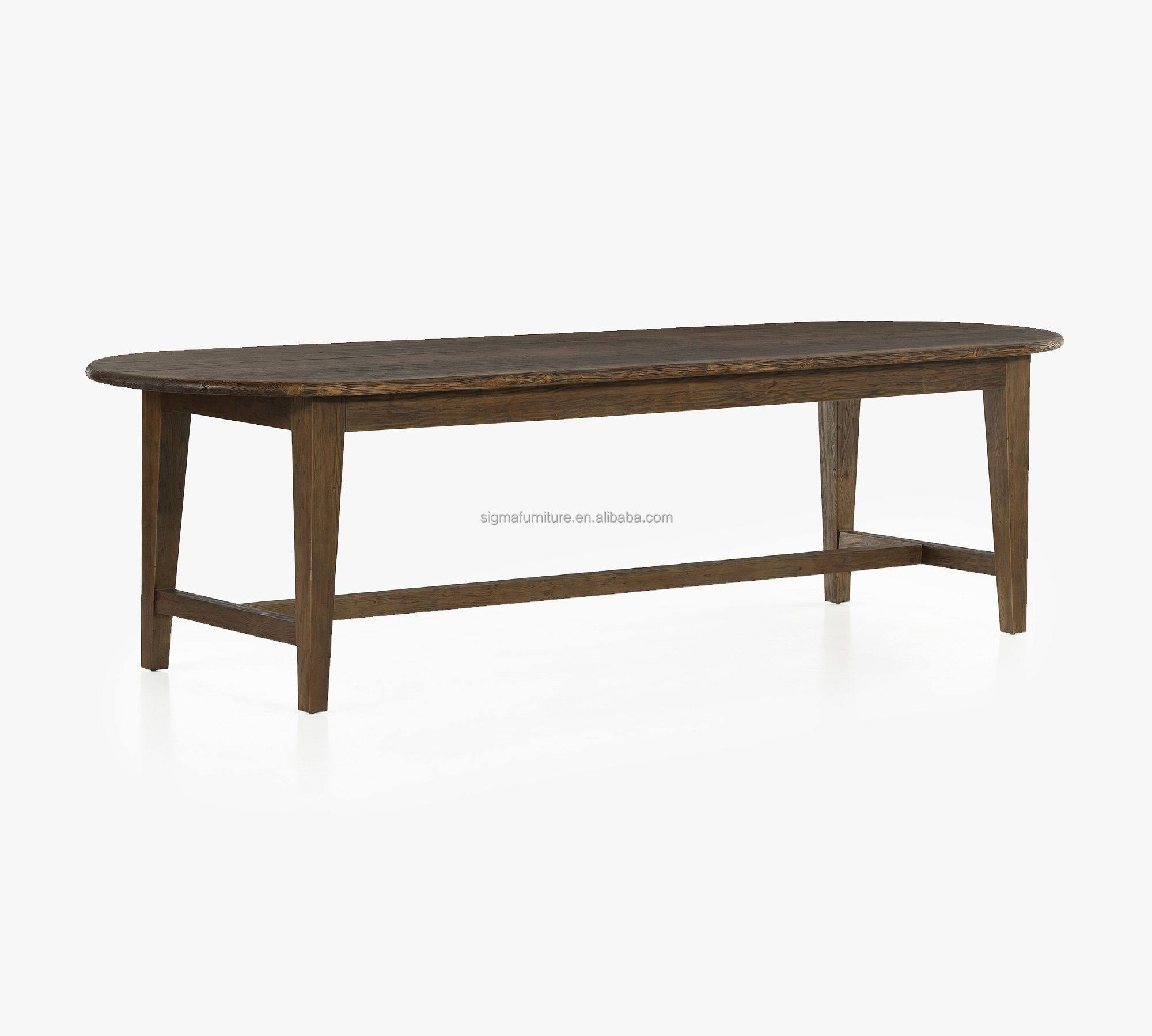 Hot sale fashion high end oval dining table rustic style farmhouse Villa dining table