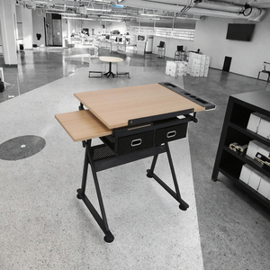 Tavolo da Disegno Moderno Pieghevole Convertibile Portatile con Piano in Legno e Base in Metallo, Altezza Regolabile per Disegno Architettonico - Product Image 3