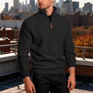 Sweat-shirt côtelé demi-zip pour homme, épais et respirant, idéal pour les loisirs, avec fermeture éclair décorative - Product Image 4