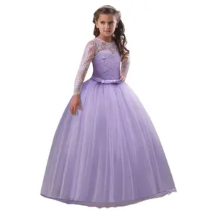 Rok Anak Perempuan Desain Bunga, Gaun Pesta Pernikahan, Gaun Panjang Formal Putri untuk Anak 10 Tahun