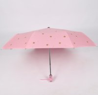 Parapluie pliant moderne automatique de haute qualité en pongé rose, idéal comme souvenir d'anniversaire, avec coffret cadeau pour cadeaux d'affaires