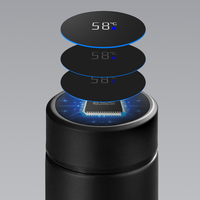 Étanche 500ml En Acier Inoxydable Numérique Led Affichage De La Température Bouteille D'eau Noire Flacon Isolé Bouteille D'eau Intelligente