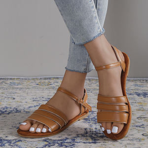 Sandalias Planas De 2 Colores Para Mujer Azul Klein - Product Image 4