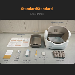 Bac à <span class=keywords><strong>litière</strong></span> intelligent autonettoyant, conception à ouverture automatique avec contrôle par application WIFI, grande capacité, design carré pour plusieurs chats - Product Image 5