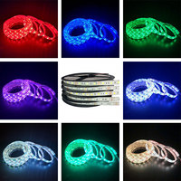 Lampu Strip LED fleksibel, Strip LED RGB 10mm cahaya 1m 2m 3meter 4m 5m DC 12V 5050SMD Ip20 Non-air 60/120/300LEDs sangat terang