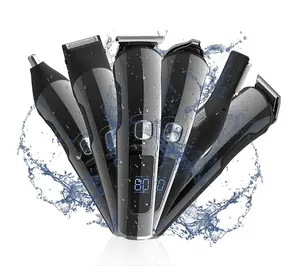 Electric Professional Men's Hair Clipper LED Display USB Rechargeable Hair Clipper Silver Electric Hair Trimmer
