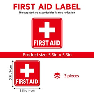 Autocollant de signalisation de premiers secours, conforme aux normes OSHA et ANSI, étiquette de sécurité en vinyle imperméable, signalisation médicale <span class=keywords><strong>d</strong></span>'urgence - Product Image 2