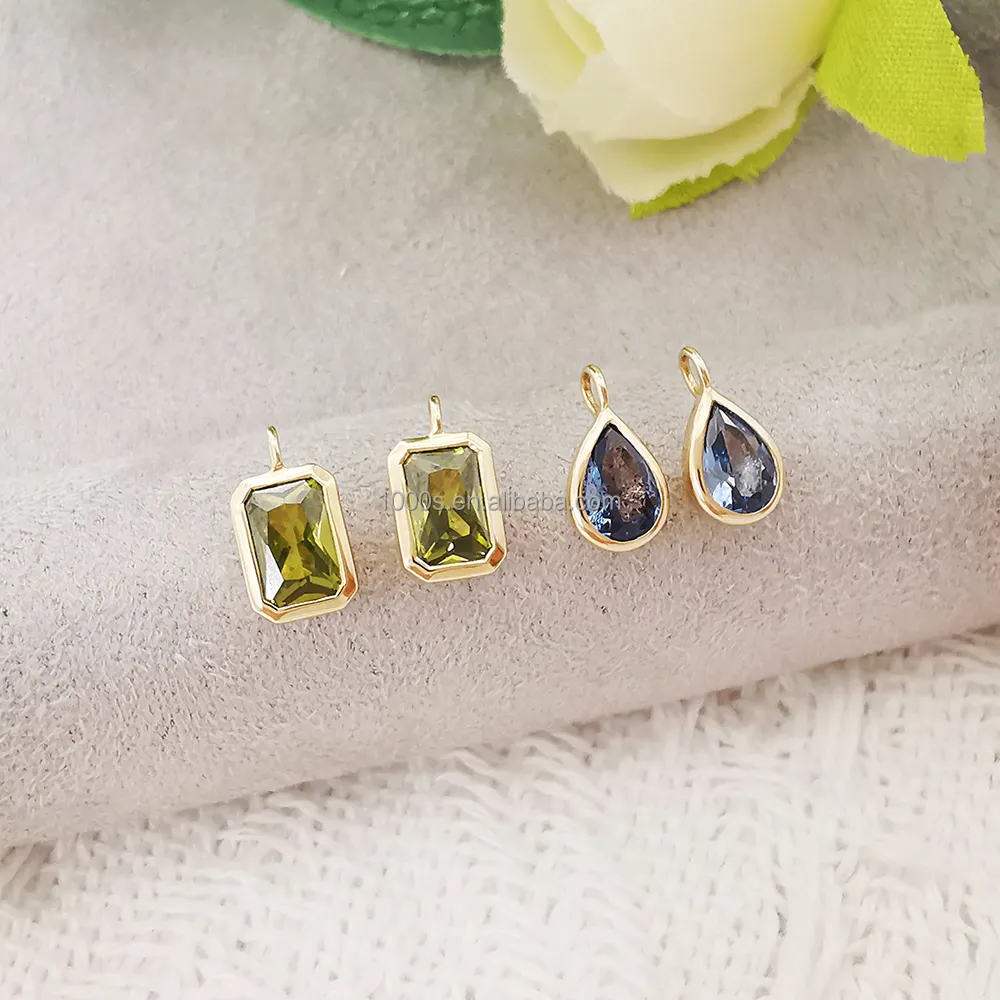 Tìm Kiếm Đồ Trang Sức Phổ Biến 14K Rắn Vàng Tự Làm Với Zircon Charms Phụ Kiện Đồ Trang Sức Mỹ Với Đá Quý Tự Nhiên 9K 18K Vàng