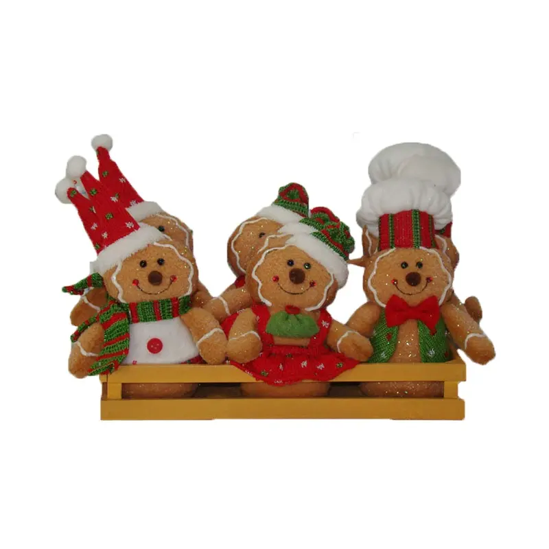Gingerbread Decoração Decorações De Natal Por Atacado recheado gingerbread homem com caixa de madeira Natal decorações