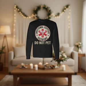 Maglietta a maniche lunghe Emotional Support Husband Do Not Pet, girocollo unisex, regalo di nozze per adulti - Product Image 2