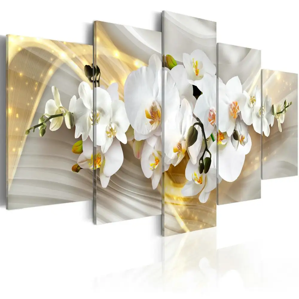 Quadro con stampa personalizzata su tela di fiori con stampa pop immagini a olio astratti per soggiorno 5 pezzi Dipinti decorativi con quadro artistico da muro