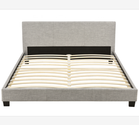 Lit en tissu de lin gris double taille au design moderne Willsoon Cadre en bois massif avec rembourrage doux pour un usage domestique à un prix abordable