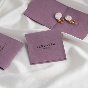 PandaSew Custom Size Color and Logo Printed Small <b>Envelope</b> Flap Microfiber Gift Bag Jewelry Pouch - Product Image 4