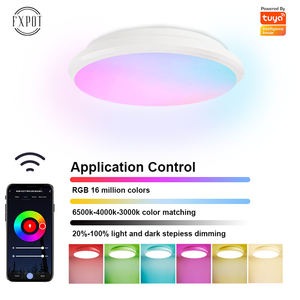 Fxpot Smart <span class=keywords><strong>Led</strong></span> Plafondlamp Rgb Indoor Muziekbediening Met Alexa Smart App 16 Miljoen Kleuren Verstelbaar Voor Woonkamer - Product Image 6