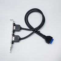 Cable de Extensión USB 3.0 de Doble Puerto Hembra con Montaje en Panel de Tornillos de 20 Pines para Placa Base, Carga Rápida de 3A, Blindaje Trenzado para Computadoras