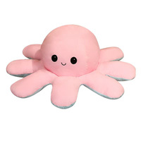 Peluche pieuvre double face grande taille avec expressions réversibles, en peluche courte et coton PP, porte-clés en peluche