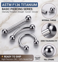 Aopo G23 Anneau clicker articulé en titane ASTM F136 pour septum, piercing nasal, Daith, Hélix, cartilage d'oreille, avec zircone cubique, bijoux de corps