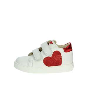 Zapatillas Falcotto para niña, color blanco, diseño de corazón rojo, cierre de velcro, zapatos informales - Product Image 1