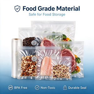 Clear Vacuum Sealing <b>Bags</b>: Clear, heat-sealable food storage <b>bags</b> suitable for kitchen and food packaging; can be custom printed - Product Image 3