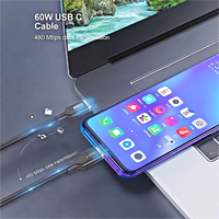 Cable USB C a C de 60W PD, cobre desnudo, TPE suave, carga rápida de 3A, sincronización de datos de 480Mbps para MacBook, teléfono y tableta