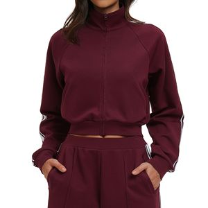 Veste sweat-shirt color-block pour femme Zechuang, doublure polaire, col montant, fermeture éclair, respirante, ensemble de sport d'extérieur EWT2519 - Product Image 3