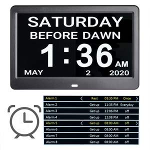 10-Inch LCD <b>Desk</b> & Table <b>Clock</b> Black with Day Display Option - Product Image 5