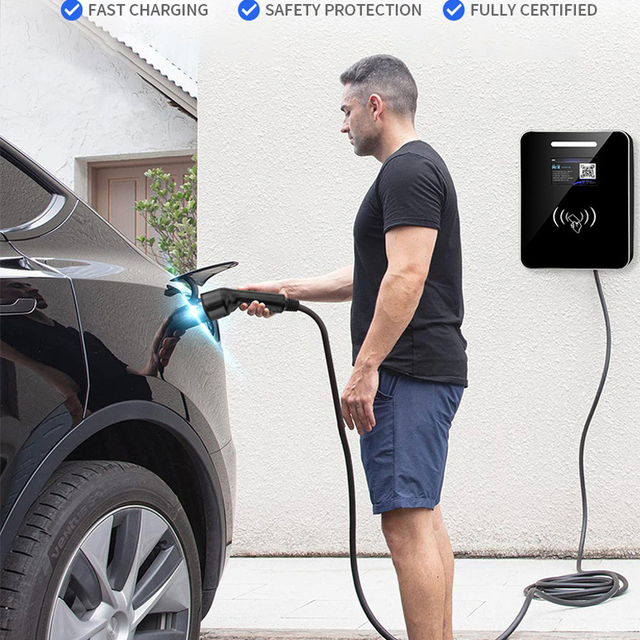 Level 2 WiFi 48 Amp EV Charger NEMA 14-50 J1772 Connector 25ft Cable New Electric Vehicle Charging Station BYD Charger Price GBT